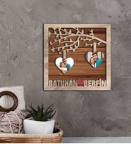 BK Gift Kişiye Özel Fotoğraflı Sevgili Tasarımlı Kabartma Figürlü Ahşap Tablo, Duvar Dekoru,Sevgiliye Hediye,Ev Dekorasyonu,Sevgililer Günü Hediyesi