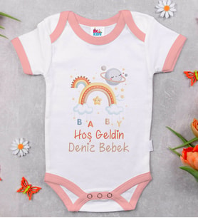 BK Kids İsimli Hoş Geldin Bebek Tasarımlı Pembe Bebek Body Zıbın-10