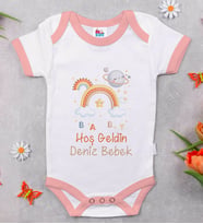 BK Kids İsimli Hoş Geldin Bebek Tasarımlı Pembe Bebek Body Zıbın-10