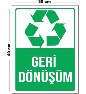 Metal Geri Dönüşüm 30 cm x 40 cm A3 Büyüklüğünde Uyarı Levhası Yönlendirme Tabelası