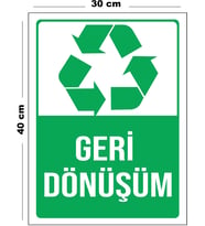 Metal Geri Dönüşüm 30 cm x 40 cm A3 Büyüklüğünde Uyarı Levhası Yönlendirme Tabelası