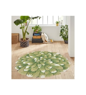Eliana Home Baskılı, Yıkanabilir Kaymaz Taban Yuvarlak Halı LNA7152 120x120 cm (Yeşil)