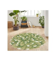 Eliana Home Baskılı, Yıkanabilir Kaymaz Taban Yuvarlak Halı LNA7152 120x120 cm (Yeşil)