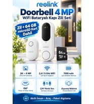 4MP WiFi Bataryalı Kapı Zili Seti + Kablosuz Zil (Chime) + 64GB Hafıza Kartı