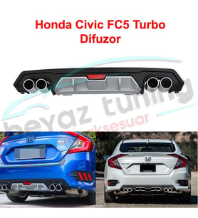 Honda Civic FC5 Turbo Difüzör Arka Tampon Çift Egzoz Çıkışlı