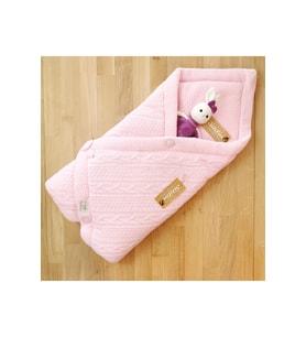 Kız Bebek Kundak Battaniyesi Pembe Triko Kumaş Set STL4617