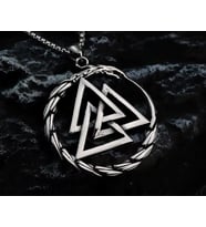 Paslanmaz Çelik Iskandinav  Ejder Detaylı Güç Simgesi Valknut Viking Kolye