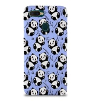 Oppo A12 Uyumlu Lansman Kılıf Panda Tasarımlı İçi Kadife Kapak-Lila (Şeffaf)