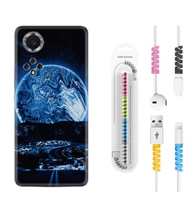 Huawei Nova Y70 Y90 Nova 9 SE  Kılıf Kablo Koruma Spiral Silikon Mavi Gece 1605