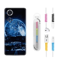 Huawei Nova Y70 Y90 Nova 9 SE  Kılıf Kablo Koruma Spiral Silikon Mavi Gece 1605