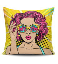 Alkanhomes Pop Art Kızı Dijital Baskılı Kırlent Kılıfı
