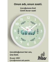 İsme Özel Sevimli Tavşan Çocuk Odası Duvar Saati Orta Boy 30 cm Beyaz Camlı Sessiz