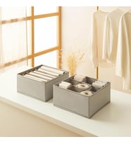 Ocean Home Textile 2'li Bölmeli Gri Balıksırtı Çekmece İçi Düzenleyici Kutu Set