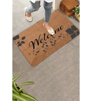 Valerine Life Ceviz Yaprağı Welcome Kapı Önü Paspası 45x70cm (Kahverengi-K.Kahve)