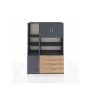 Hyperion Dolap 8 Raflı 4 Çekmeceli 3 Kapaklı 132x44x195 Antrasit-Antrasit/Çam
