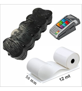 Termal Yazar Kasa Pos Rulosu, Pos kağıdı 56 mm x 12 metre (20 Paket) 200 Adet