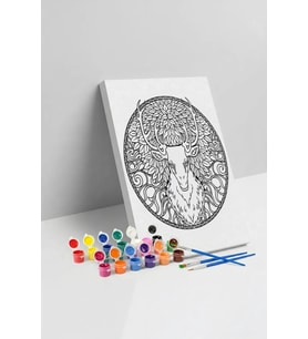 Kedi Desenli Mandala Tuval Boyama Seti 40x50 cm
