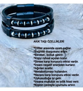 AKİK DERİ EL YAPIMI ÇİFT BİLEKLİK