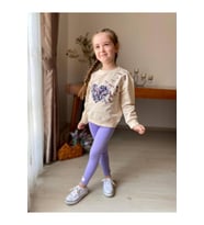 Kız Çocuk Puskullu Kalp Detayli  Eşofman Takimi. (Mor)