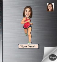 Kişiye Özel Koşucu Kadın Ahşap Magnet -1