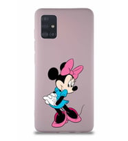 Samsung Galaxy M31S Soft Premier Kapak Minnie Mouse-F Tasarımlı Silikon Kılıf - Pudra (Şeffaf)