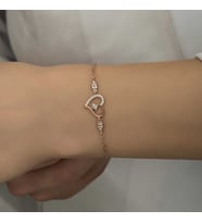 Gümüş Rose Kalpli Tektaş Kadın Bileklik