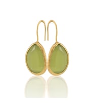 Kadir Jewellery 22 Ayar Altın Kaplama Fosil Taşlı Küpe -El İşçiliği Ve Hipoalerjenik Küpe