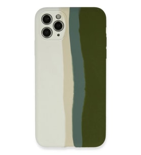 Newface Apple iPhone 11 Pro Kılıf Ebruli Lansman Silikon - Beyaz-Yeşil