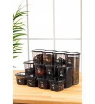 Beyaz Serigrafi Etiketli Kare Erzak Saklama Kabı 12'Li Set 4X(0,55 Litre, 1,2 Litre, 1,75 Litre)