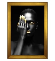Kadın Motifli Kanvas Tablo 50 x 70 cm Gold Çerçeve