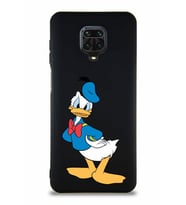 Xiaomi Redmi Note 9 Pro Soft Premier Kapak Donald Duck-D Tasarımlı Silikon Kılıf - Siyah (Şeffaf)