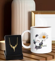 BK Gift Kişiye Özel Kupa ve Zirkon Taşlı Çiçekli Yaşam Kolyesi -8, Sevgiliye Hediye, Doğum Günü Hediyesi, Yıl Dönümü Hediyesi