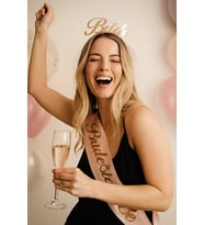 Bride To Be Kuşak saten somon rengi altın varaklı