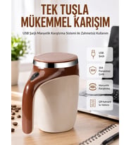Usb Şarjlı Elektrikli Karıştırıcı Kupa – Sıcak & Soğuk İçecekler İçin