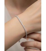 Çelik Silver Mini Yuvarlak Taşlı Su Yolu Bileklik - 26slb34