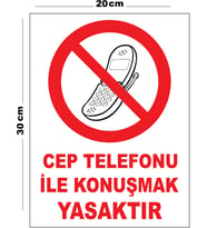 Metal Cep Telefonu İle Konuşmak Yasaktır 20cm x 30cm A4 Büyüklüğünde Uyarı Levhası Yönlendirme