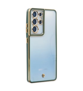 Samsung Galaxy S21 Ultra Kılıf Liva Lens Silikon - Yeşil