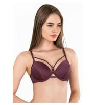 Le Jardin 7008-B Destekli-Balenli Micro Kaplı İpli Push-Up Sütyen (Bordo)