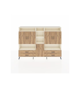 Arges Dolap 12 Raflı 4 Çekmeceli 5 Kapaklı 220x30x163 Aytaşı-Çam