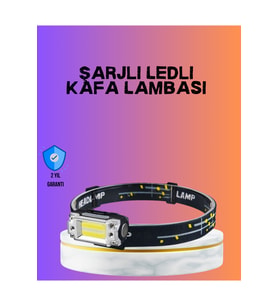 Beyaz Led Işık Sensörlü Kafa Lambası Lityum Batarya Led El Fenerli Şarjlı