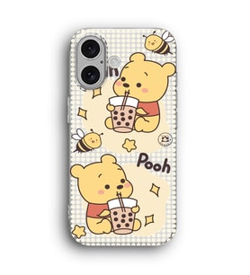 iPhone 16 Uyumlu Winnie The Pooh Desenli Silikon Şeffaf Telefon Kılıfı