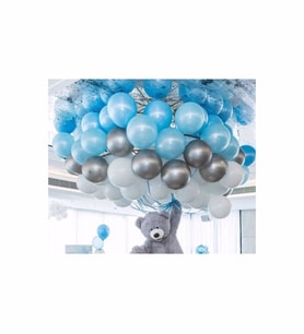 Mavi Beyaz Gümüş Gri  Karışık Balon - 25 Adet  ( Balonlar Sönüktür)