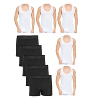 Tezzgelsin Erkek Ekonomik Paket Atlet Ve Boxer Set 5 Atlet 5 Boxer (Beyaz-Siyah)
