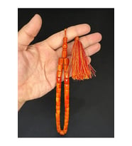 SIKMA KEHRİBAR TESBİH TURUNCU RENKLİ KAPSÜL KESİM 11MMX8,5MM T-621