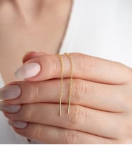 925 Ayar Gümüş Sallantılı Zincir Küpe (Gold)