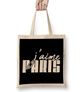 French Slogan J'aime Paris Bez Çanta Uzun Saplı