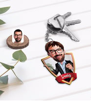 BK Gift Kişiye Özel İsimli Erkek Milyoner Karikatürlü Ahşap Anahtarlık-1