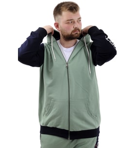 Mode XL Büyük Beden Erkek Eşofman Üstü Fermuarlı Kapüşonlu SPORT U24523 Çağla