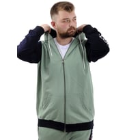 Mode XL Büyük Beden Erkek Eşofman Üstü Fermuarlı Kapüşonlu SPORT U24523 Çağla