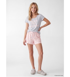 LCW DREAM Pembe Baskılı Kadın Şortlu Pijama Takımı